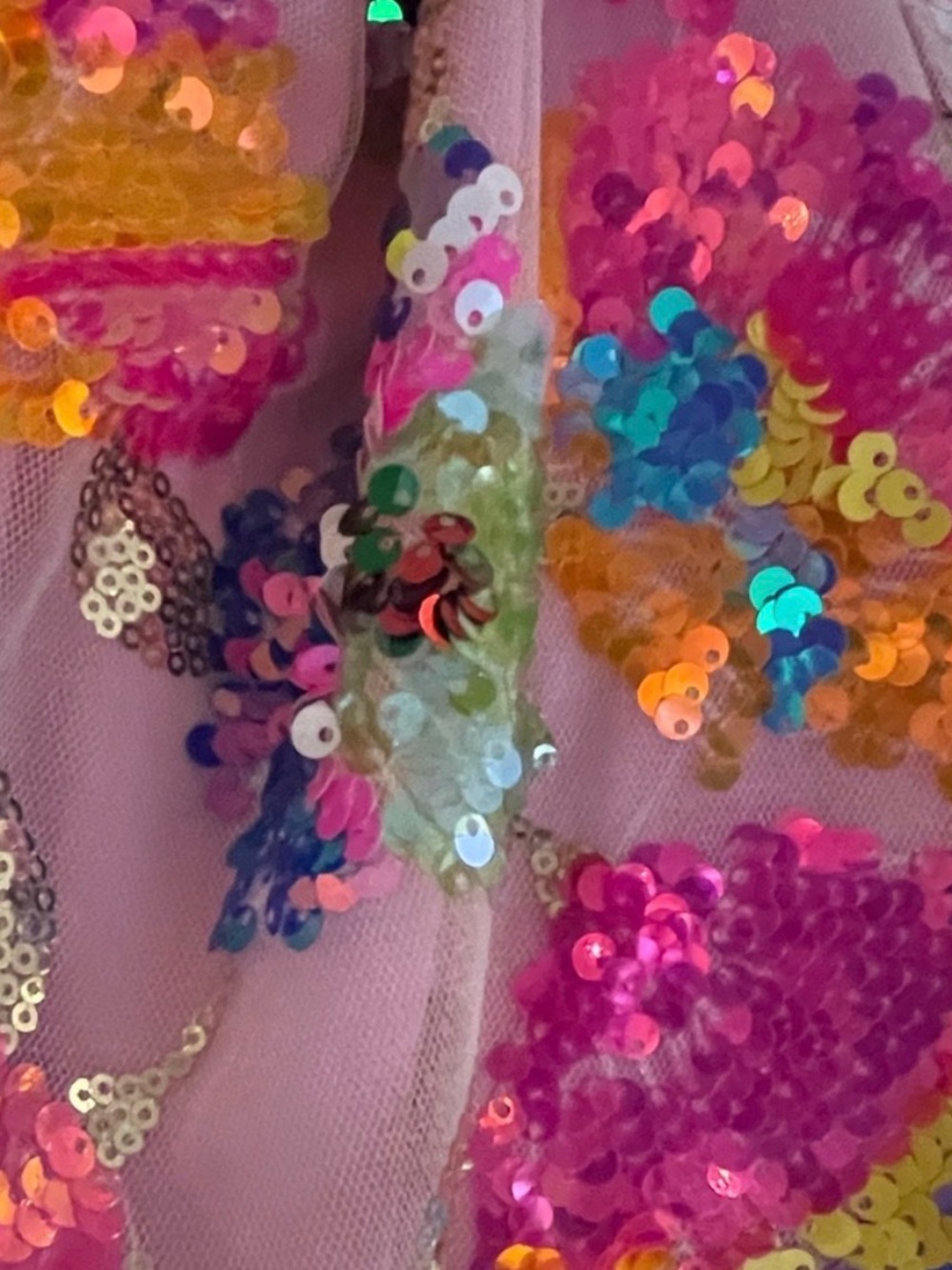 Floral Sequin Tiered Mini Dress - Pink Multicolor - Picture 4 of 4